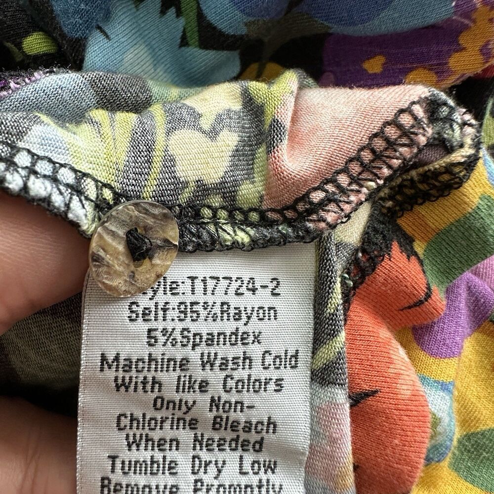 Johnny Was Tee The Janie Favorite M Flutter Sleeve Henley top Boho Floral - Picture 6 of 9